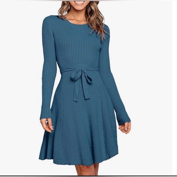 anrabess Dresses & Skirts - Elegant Blue Knit Dress